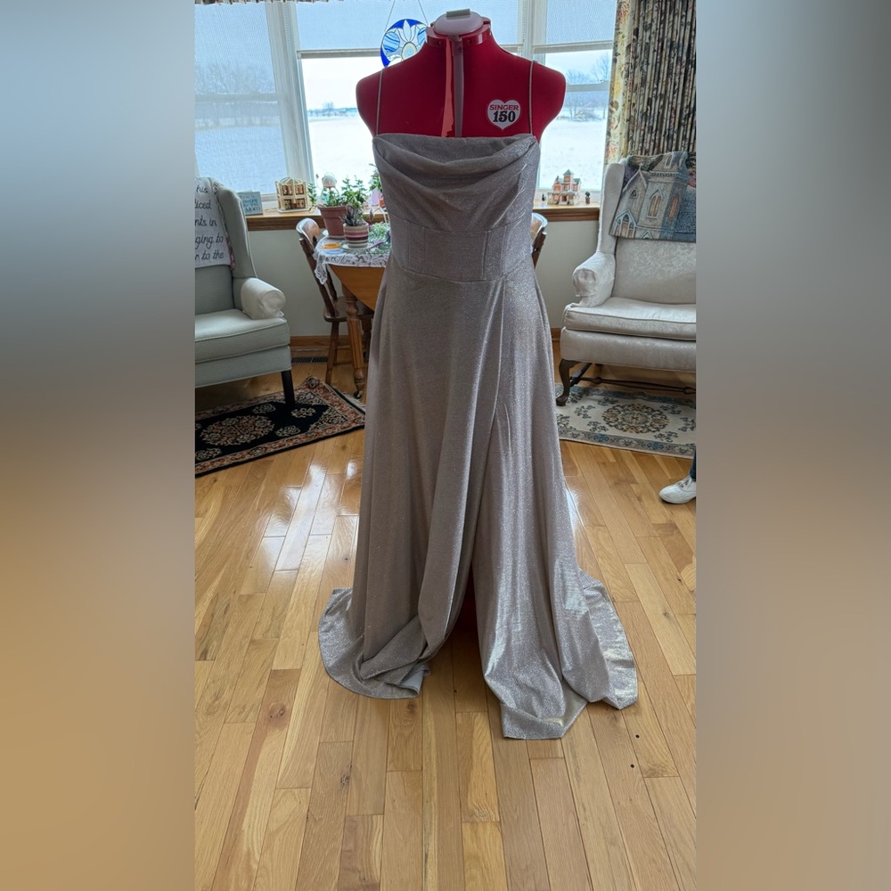 Windsor Shimmering Silver Prom Dress